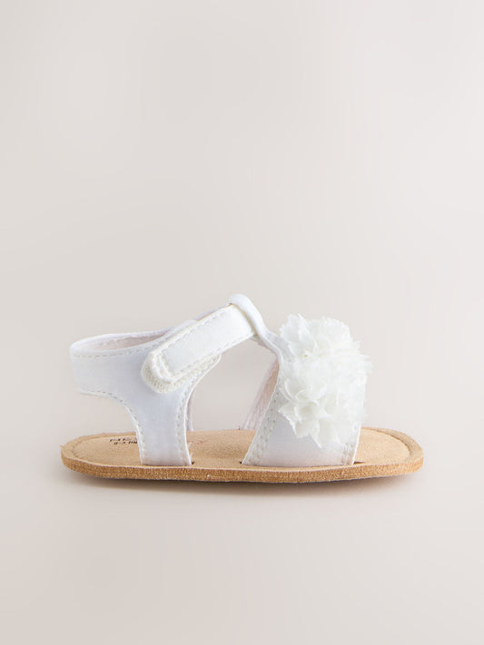 White Corsage Flower Baby Sandals (0-24mths) image 2