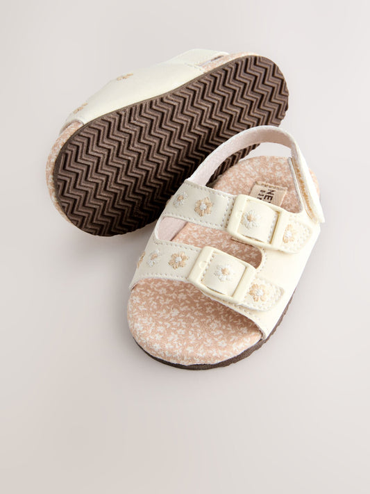 Neutral Floral Touch and Fasten Baby Sandals (0-24mths) image 2