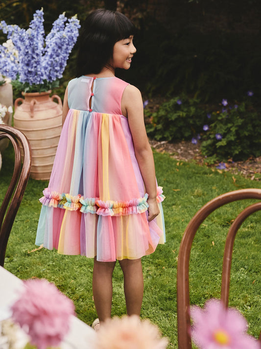 Dsiney Kidz - Rainbow Sleeveless Ruffle Mesh Party Dress (3-16yrs) image 2