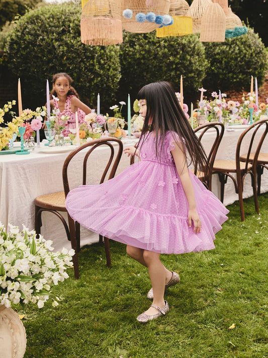 Dsiney Kidz - Lilac Mesh Flower Girl Dress (3-16yrs) image 2