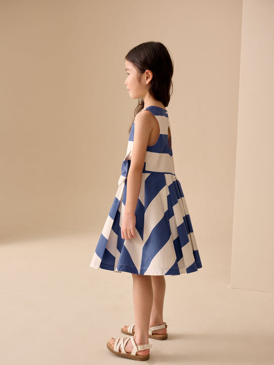 Dsiney Kidz - Blue Stripe Bow Occasion Dress (3-16yrs) image 2