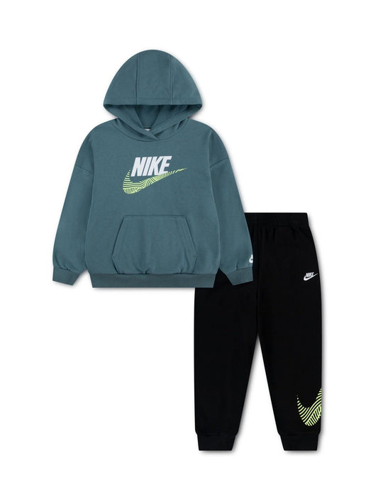 Nike Black Little Kids ITZ Oversized Hoodie and Joggers Tracksuit Set image 2