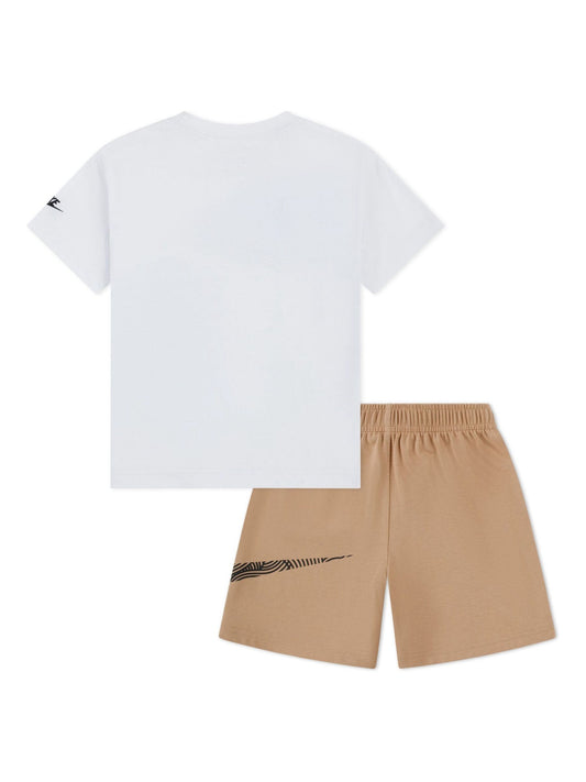 Nike Brown Little Kids ITZ Relaxd Jersey Printed Tshirt and Shorts Set image 2