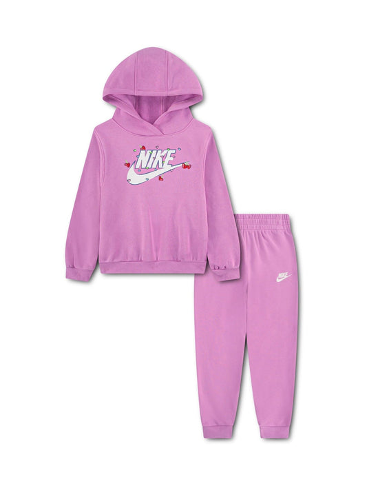 Nike Purple Light Little Kids Cherries Hoodie and Joggers Tracksuit Set image 2