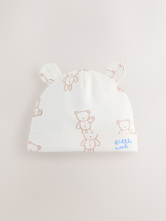 Blue/Ecru Bear Baby Beanies 3 Pack (0-18mths) image 3