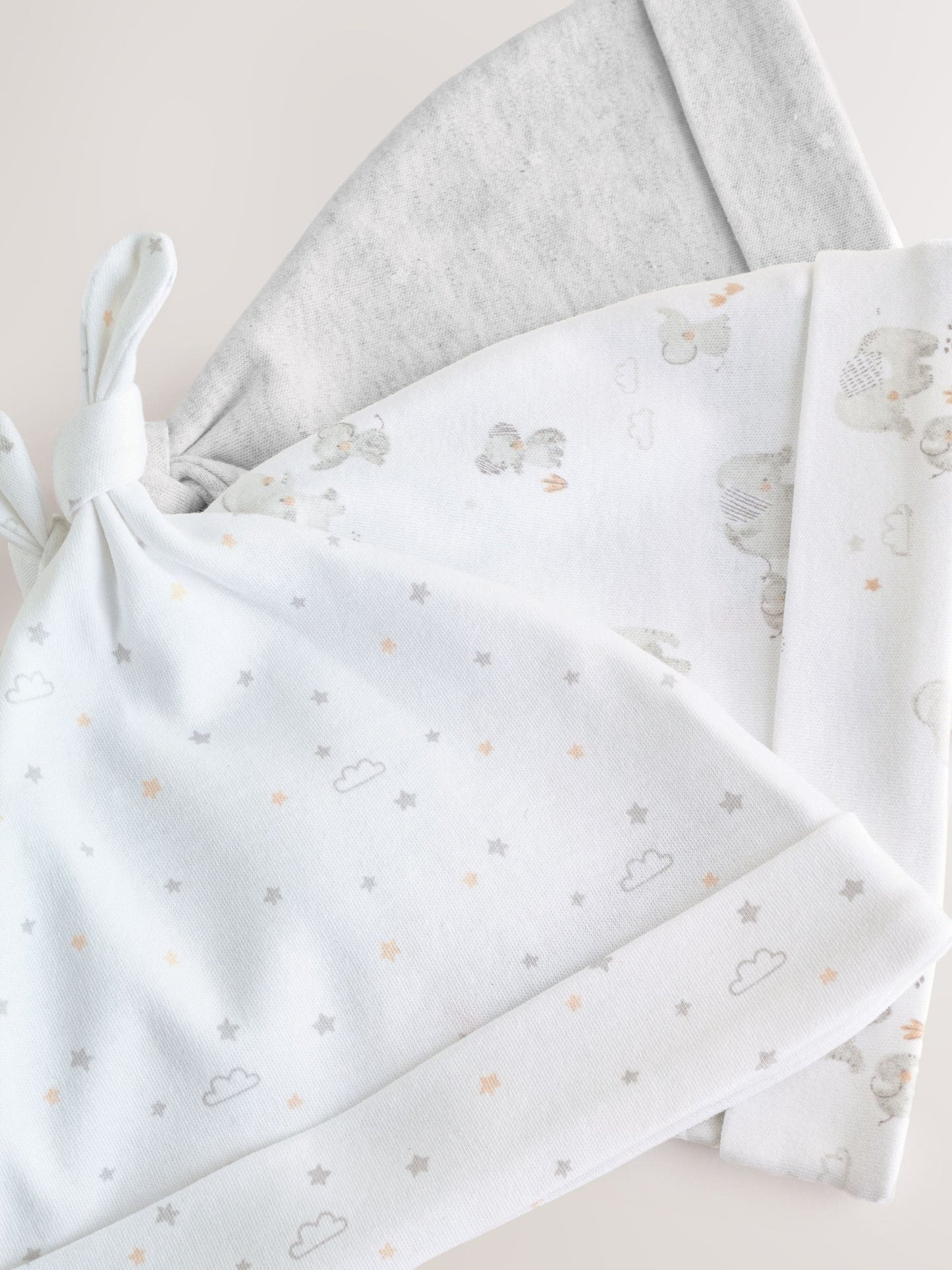 Grey Elephant Baby Tie Top Hats 3 Pack (0-12mths) image 4