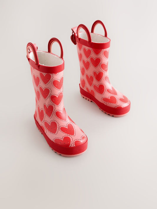 Red/Pink Heart Handle Wellies image 2