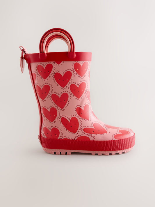 Red/Pink Heart Handle Wellies image 2
