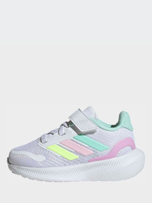 adidas White/Aqua Runfalcon 5 Hook and Loop Easy On Infant Trainers image 2