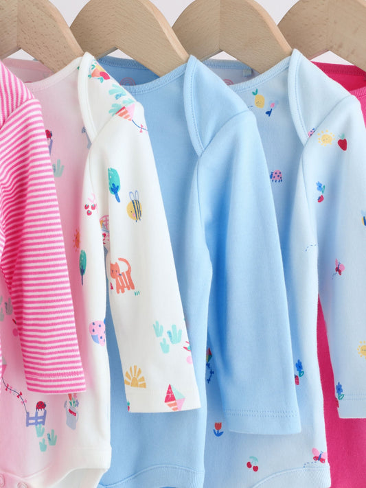 Pink Long Sleeve Baby Bodysuits 4 Pack image 3