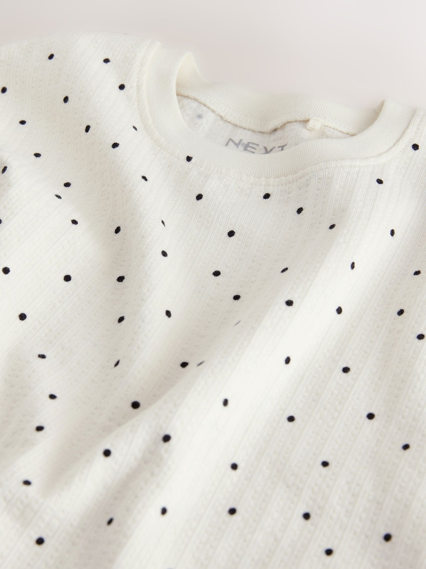Dsiney Kidz - Ecru White Mono Spot Short Sleeve Frill Hem Top (3mths-7yrs) image 8