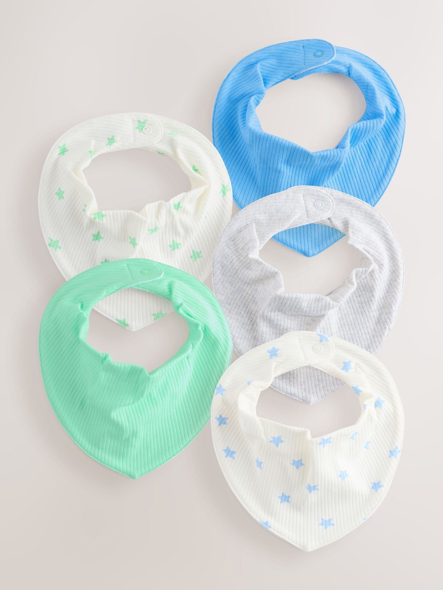 Blue/Green Baby Dribble Bibs 5 Pack image 1