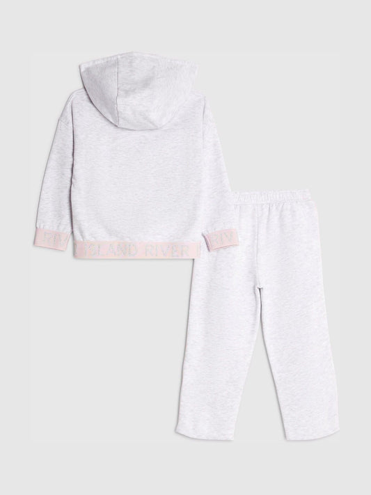 River Island Grey Girls Branded Hoodie Set