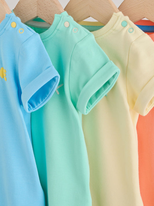 Bright Slogan Cotton RIch Baby Rompers 4 Pack image 3