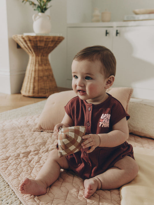 Brown Seminal Printed Rebecca Zwanzig Button Through Baby Romper image 2