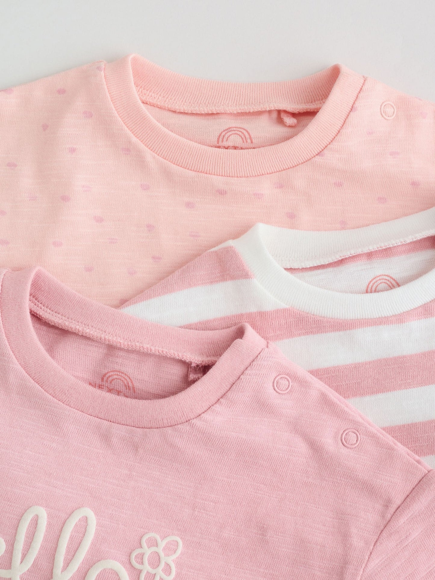 Pink Tonal Striped 3 Pack Jersey Baby Rompers 3 Pack image 8