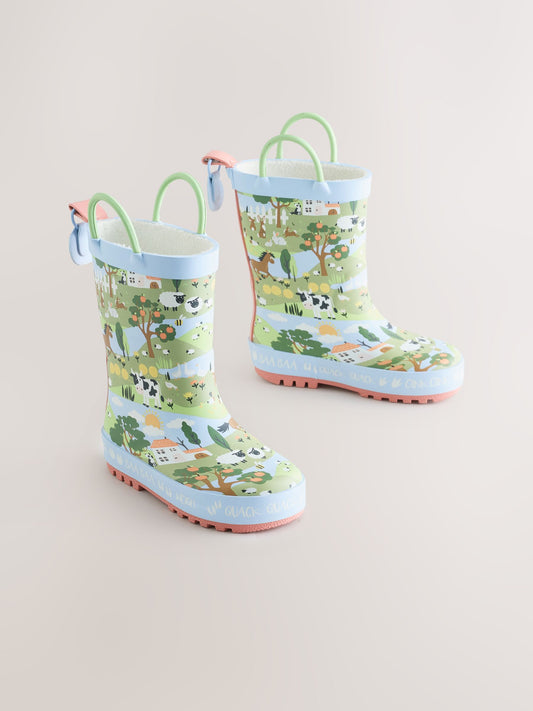 Blue/Green Farm Handle Wellies image 2