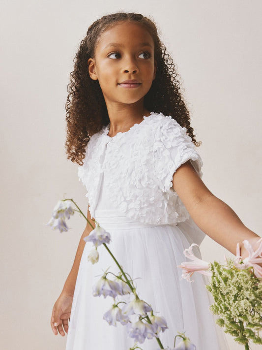 White Flower Girl Occasion Shrug (3-12yrs) image 2