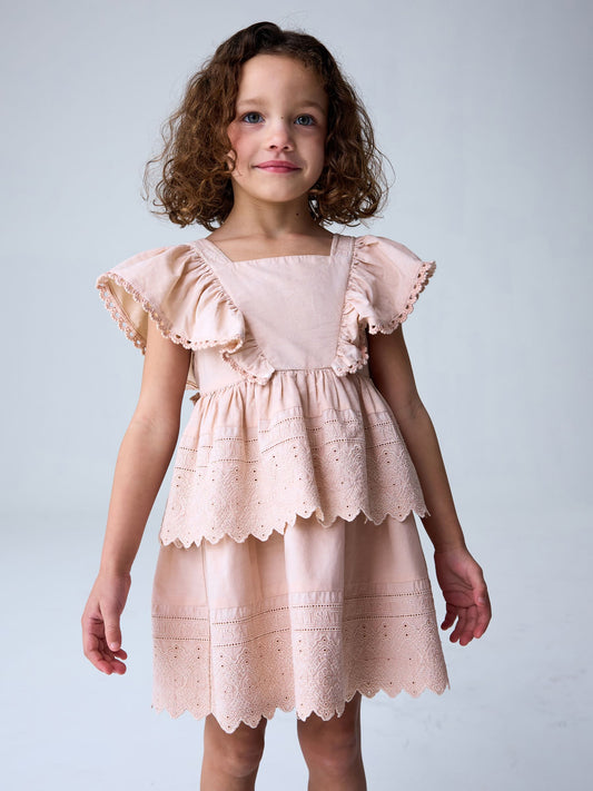 Dsiney Kidz - smALLSAINTS Light Pink Broderie Tiered Younger Dress image 2