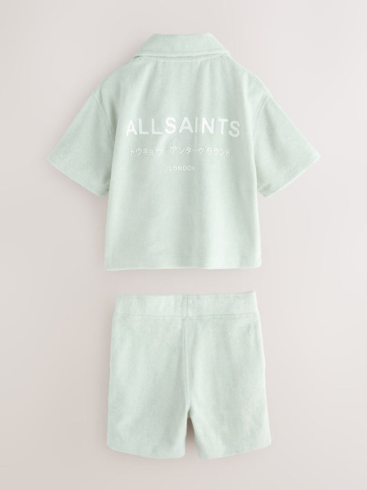smALLSAINTS Light Green Underground Towelling Shirt and Shorts Set image 2