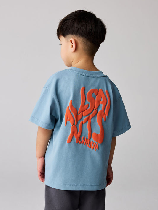 smALLSAINTS Blue Orlando Logo Oversized Crew Neck T-Shirt image 3