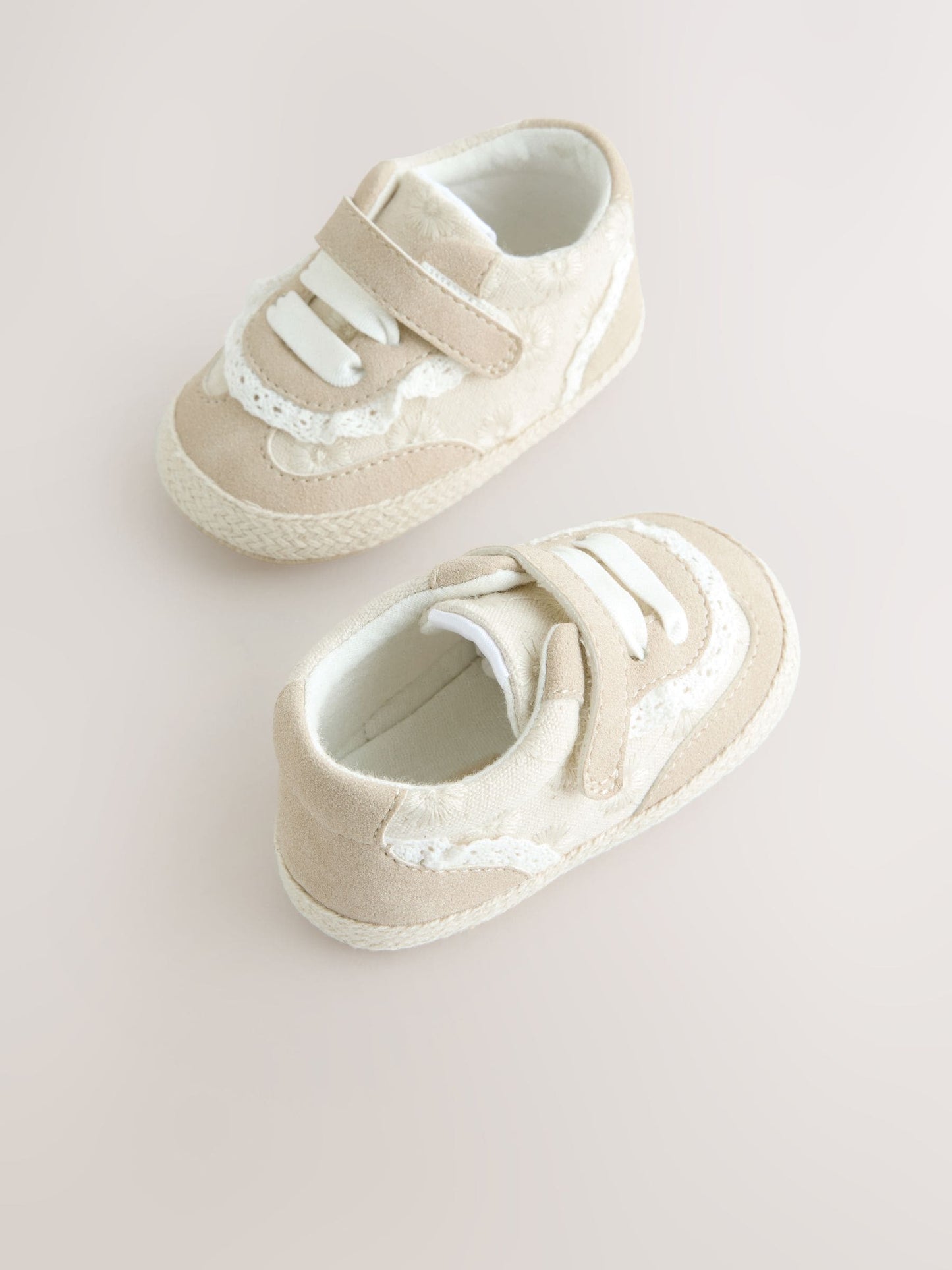 Neutral Frill Baby Touch Fasten Trainers (0-24mths) image 5