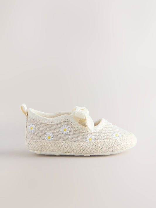 Neutral Daisy Espadrille Baby Shoes (0-18mths) image 2