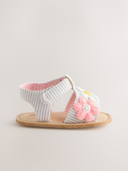 Pink/Neutral Floral Baby Sandals (0-24mths) image 2
