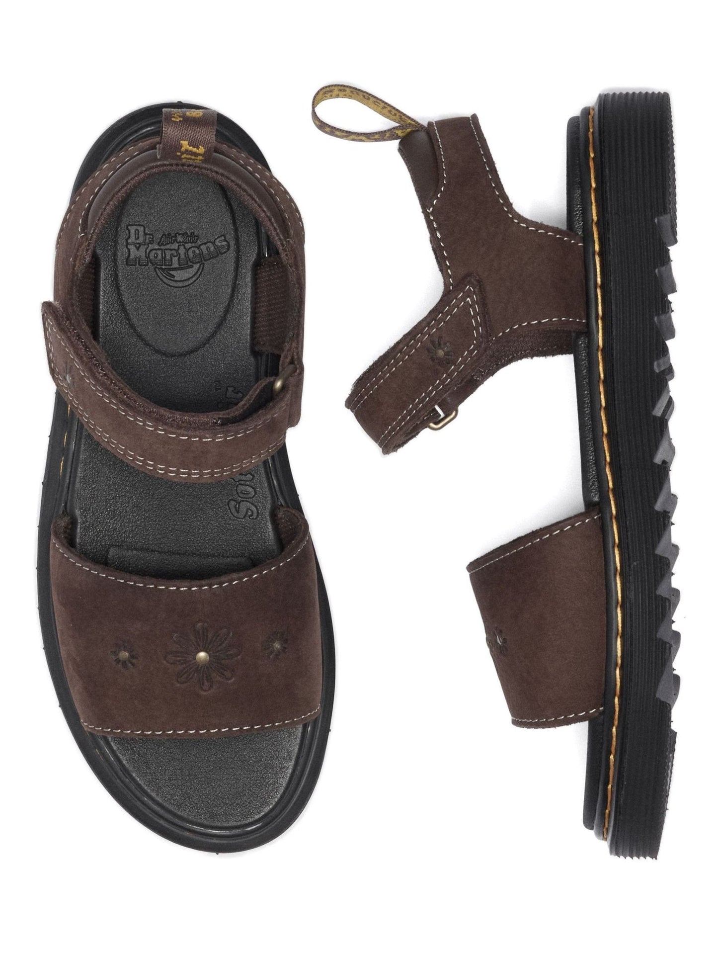 Dr. Martens Brown Marlowe Flower Tumbled Nubuck Sandals image 4