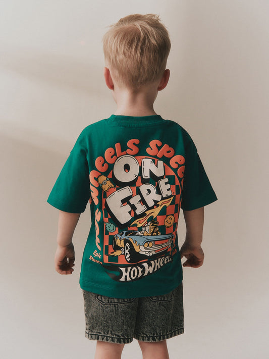 Forest Green Hot Wheels Short Sleeve T-Shirt (9mths-8yrs) image 2