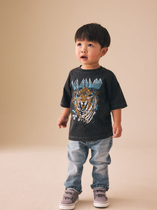 Washed Black Short Sleeve Band Graphic T-Shirt (3mths-8yrs) image 2