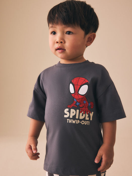 Charcoal Grey Spider-Man T-Shirt And Shorts Set (3mths-8yrs) image 2
