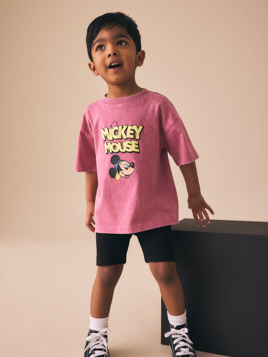 Pink/Black Mickey Mouse T-Shirt and Shorts Set (3mths-8yrs) image 2
