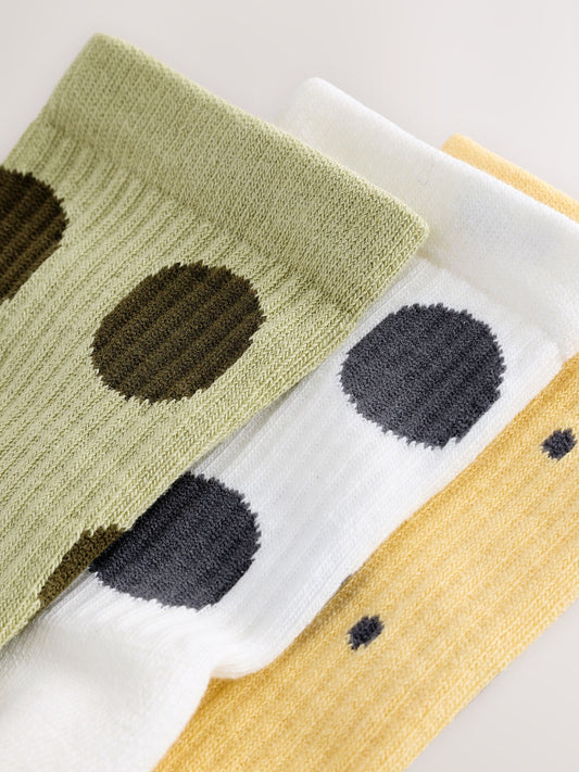Green/Ecru Cotton Rich Cushioned Sole Ankle Socks 3 Pack image 2