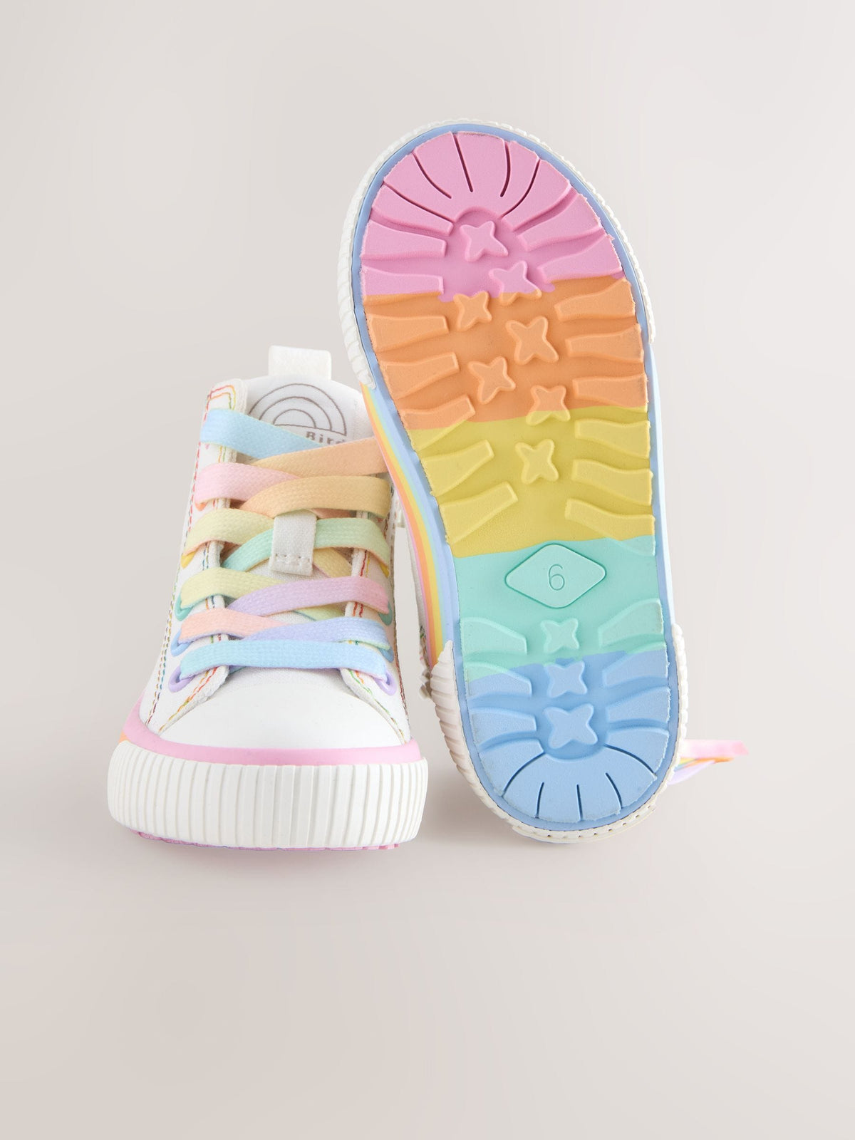 Little Bird by Jools Oliver White Canvas Pastel Rainbow Star Trainers image 6