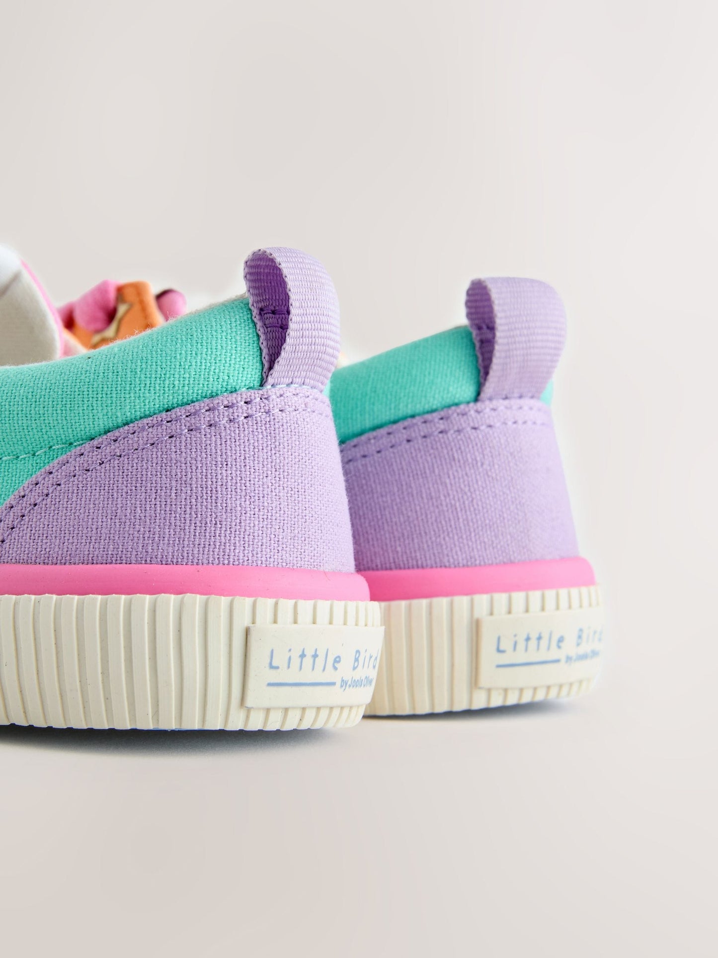 Little Bird by Jools Oliver Pink Older Pastel Rainbow Colourblock Skate Trainers image 5