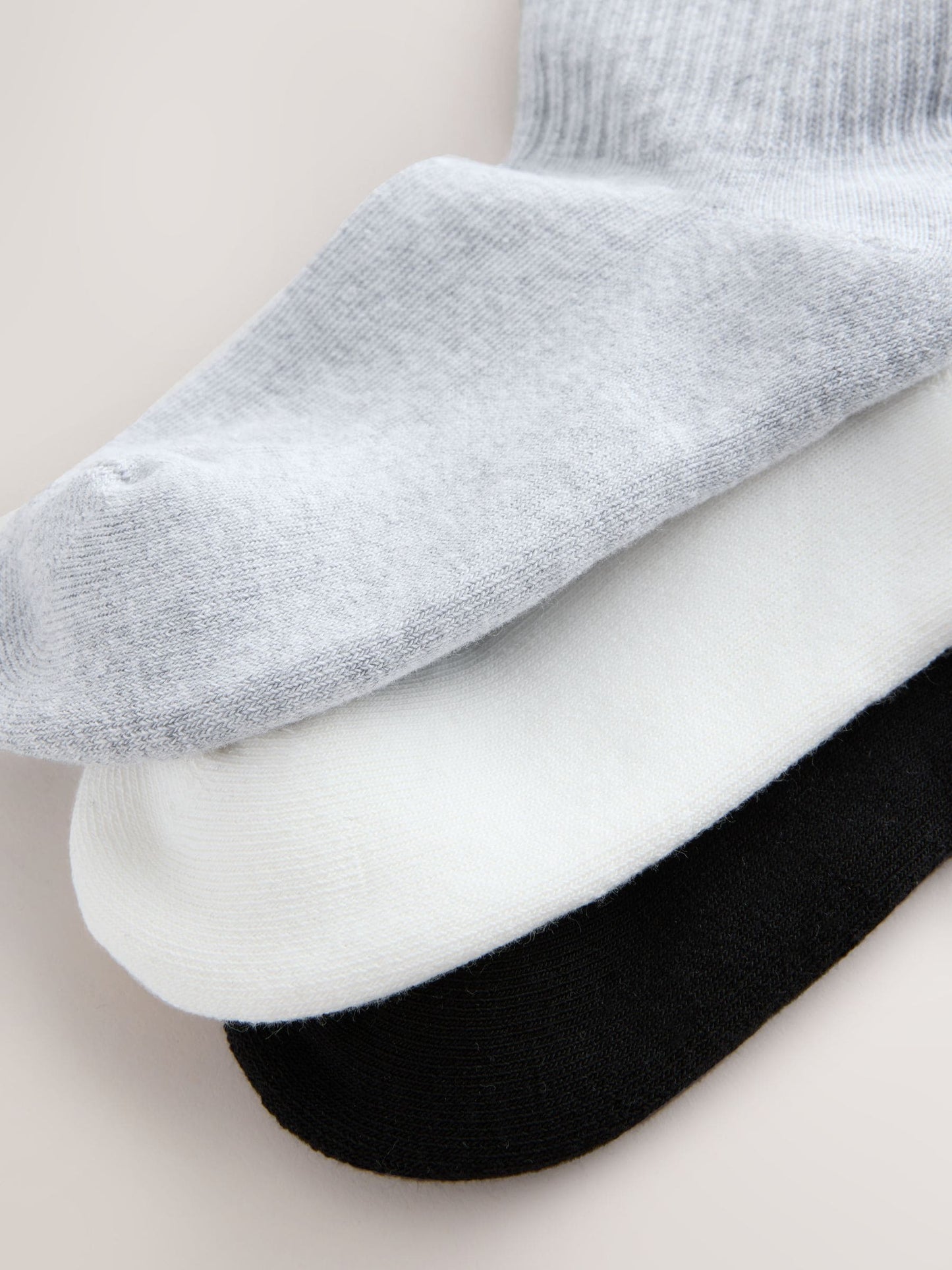Black White and Grey Cotton Rich Cushioned Sole Ankle Socks 3 Pack image 3