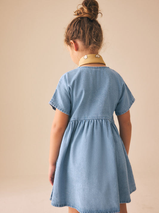 Dsiney Kidz - Blue Denim Button Through Short Sleeve Dress (3-16yrs) image 2