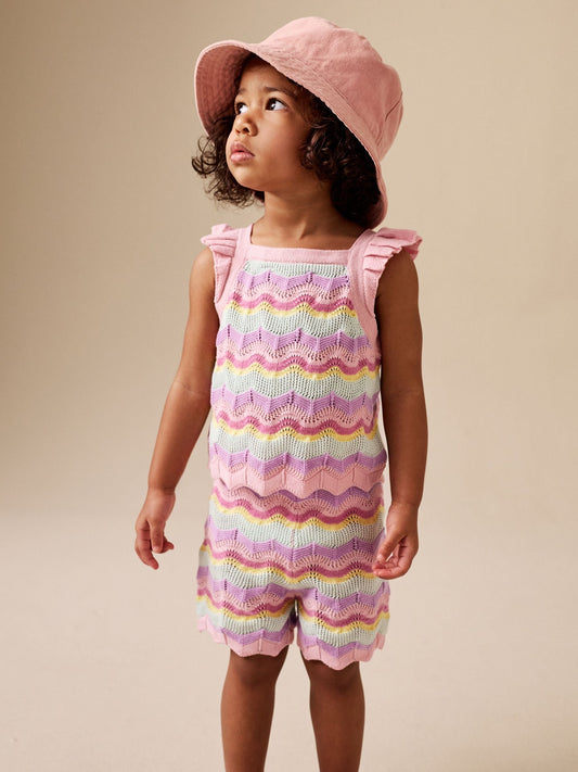 Dsiney Kidz - Pink Stripe Knitted Top And Shorts Set (3mths-7yrs) image 2