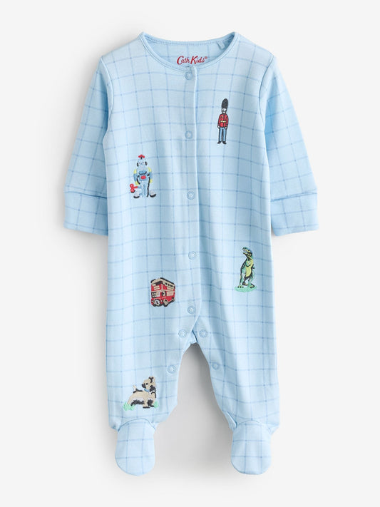 Blue/White Cath Kidston Baby Sleepsuits 3 Pack image 2