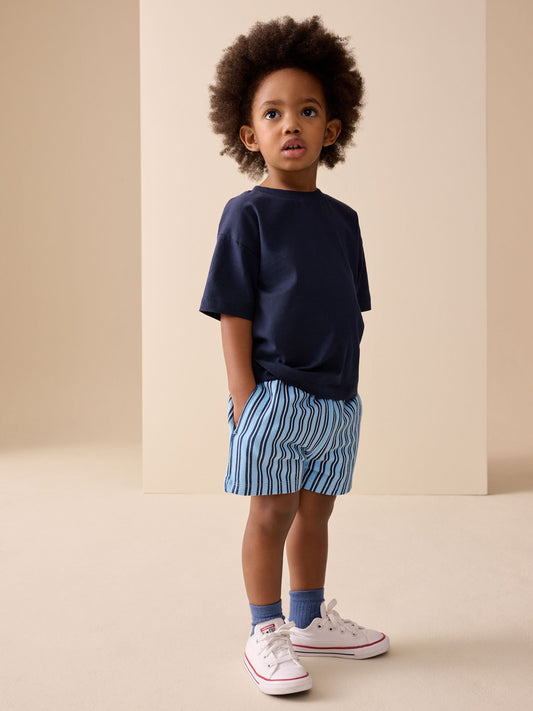 Blue Navy Stripe Textured Shorts (3mths-7yrs) image 2