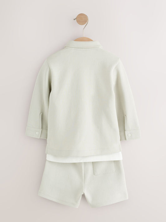 Light Grey Jersey Shirt T-Shirt and Shorts Set (3mths-7yrs) image 2