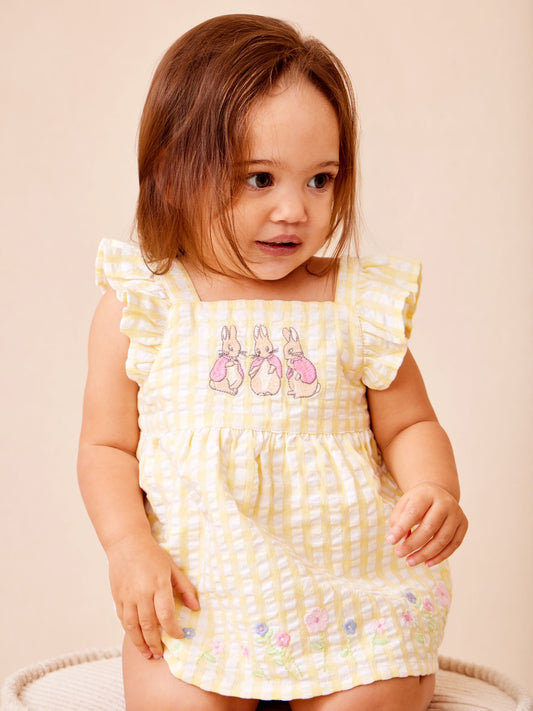 Dsiney Kidz - JoJo Maman Bébé Yellow Flopsy Embroidered Top, Short & Headband Set image 2