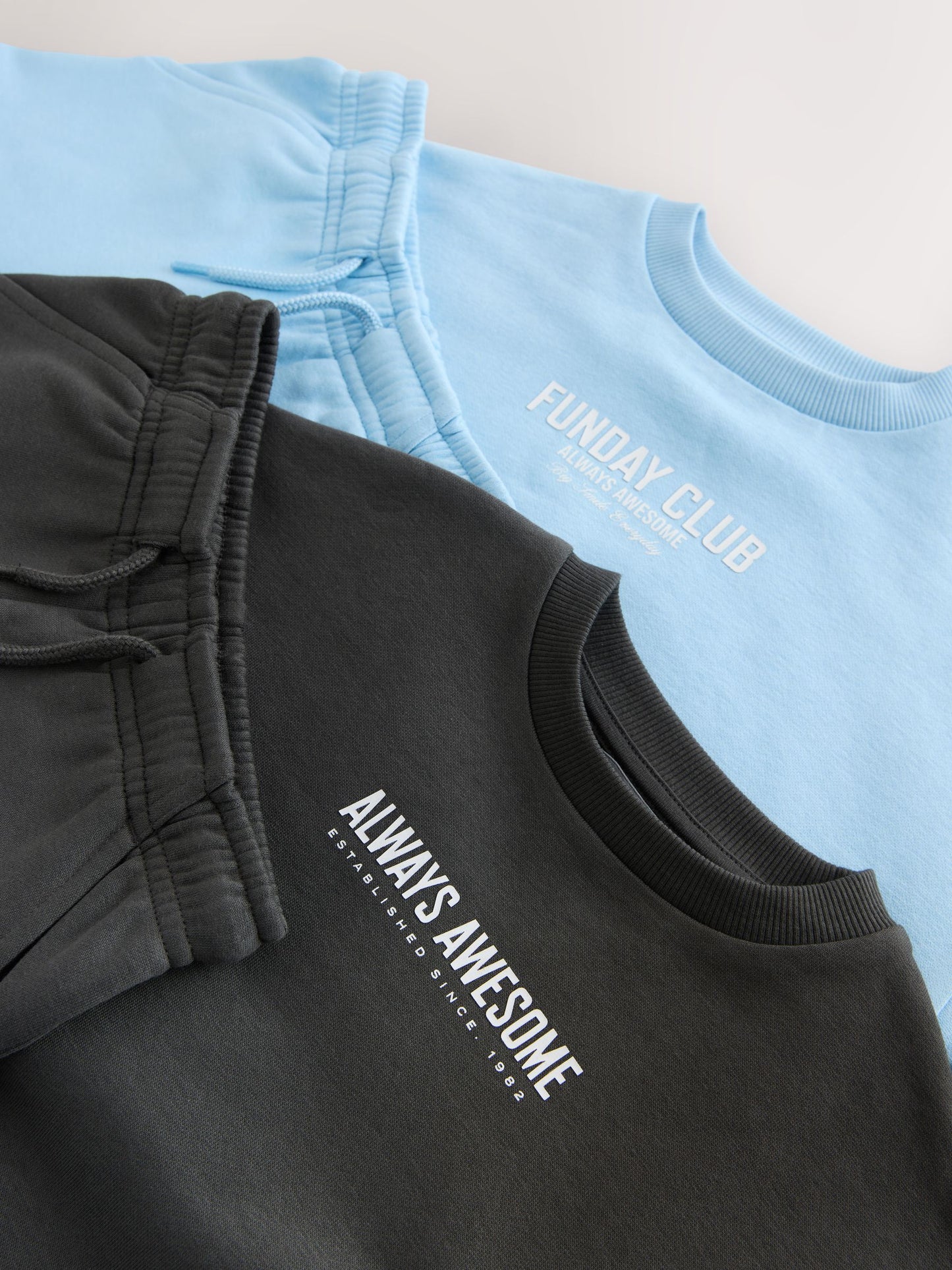 Charcoal Grey and Blue Crew Neck Sweatshirt and Shorts 2 Pack Set (3mths-7yrs) image 10