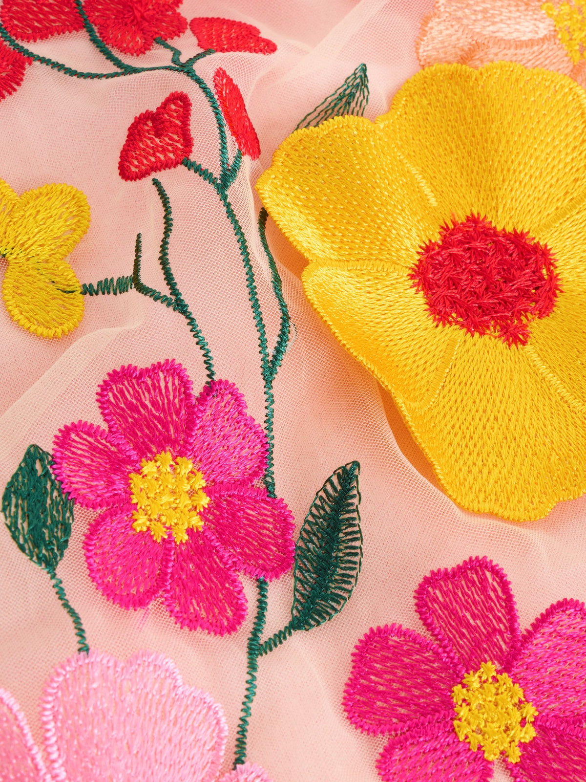 Dsiney Kidz - Pink 3D Embroidered Flower Occasion Dress (3-16yrs) image 8