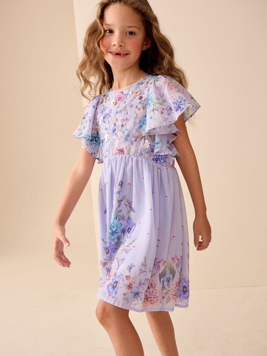 Dsiney Kidz - Lilac Purple Embellished Occasion Dress (3-16yrs) image 2