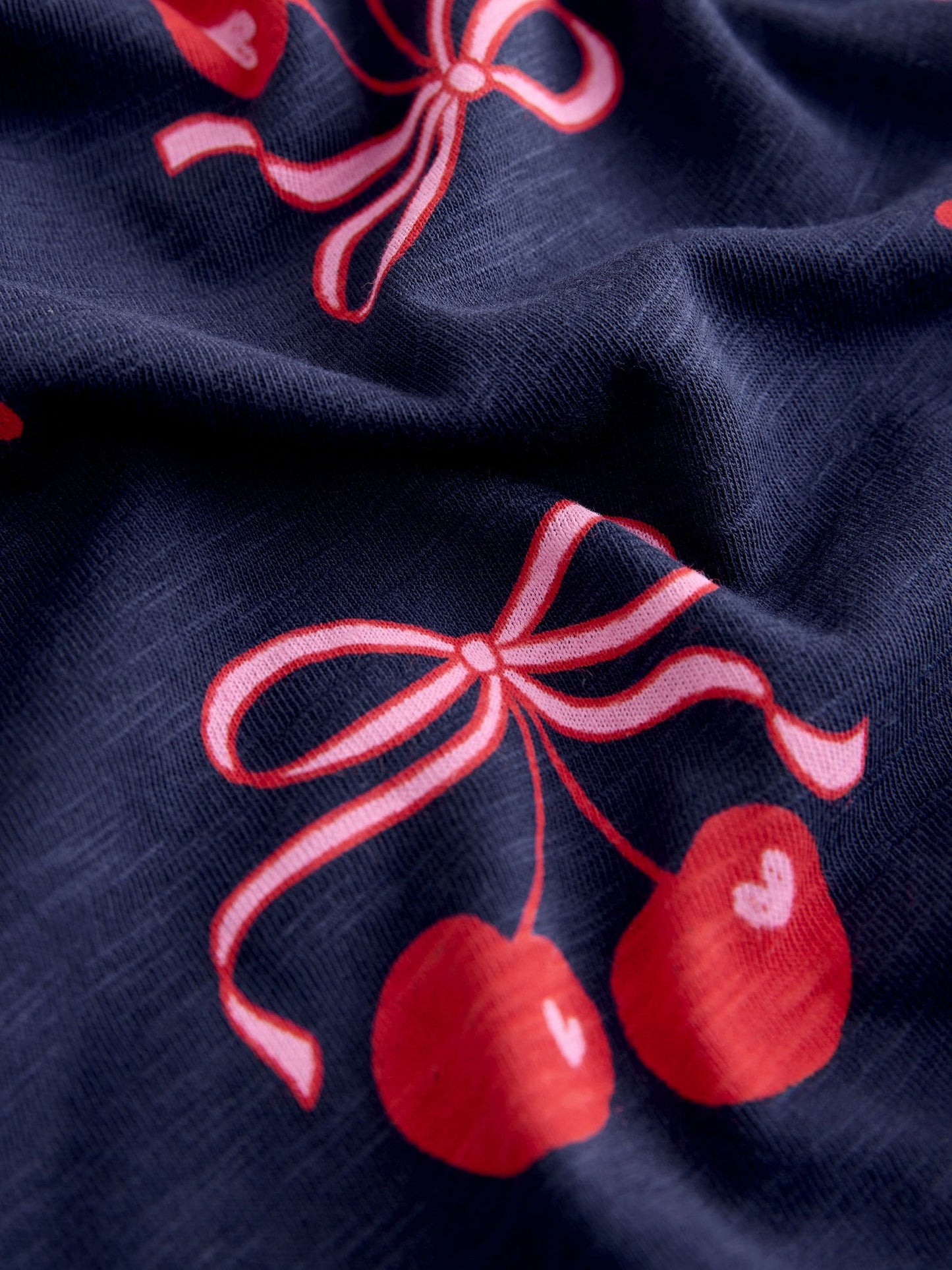 Navy Cherry Print Short Sleeve Jersey Dress (3-16yrs) image 8