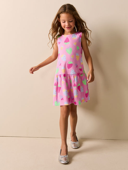 Dsiney Kidz - Pink Strawberries Sleeveless Jersey Dress (3-16yrs) image 2