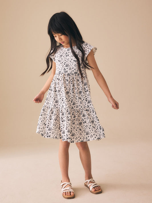 Dsiney Kidz - Monochrome Ditsy Angel Sleeve Crinkle Dress (3-16yrs) image 2