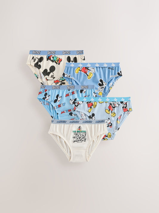 Disney Kidz - Blue/White Mickey Mouse Briefs 5 Pack (2-10yrs) image 1